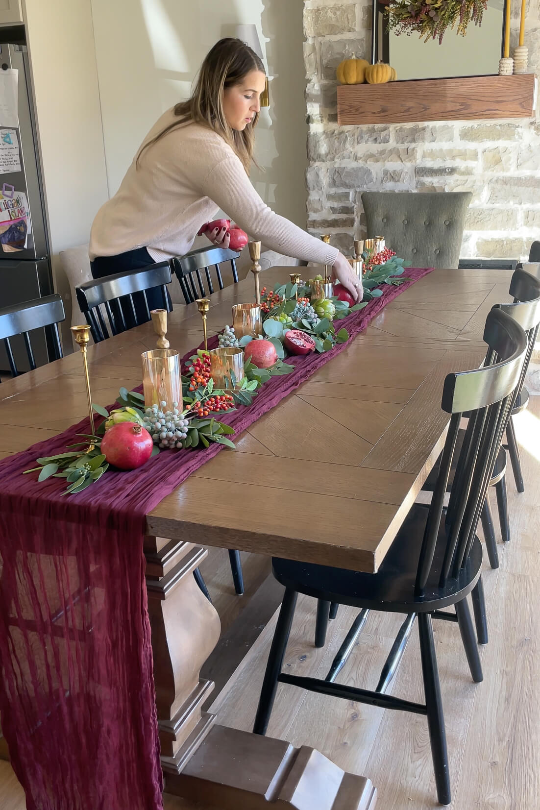 Using both real and faux fruit as part of my Thanksgiving decor.